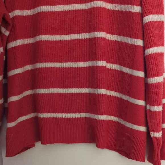 Maurices Red and White Striped Crew Neck Sweater - Picture 3 of 5